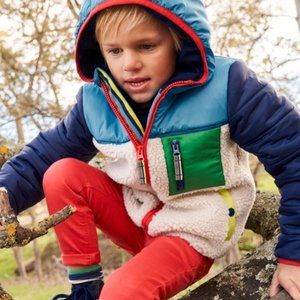 Mini Boden Colourblock Borg Jacket